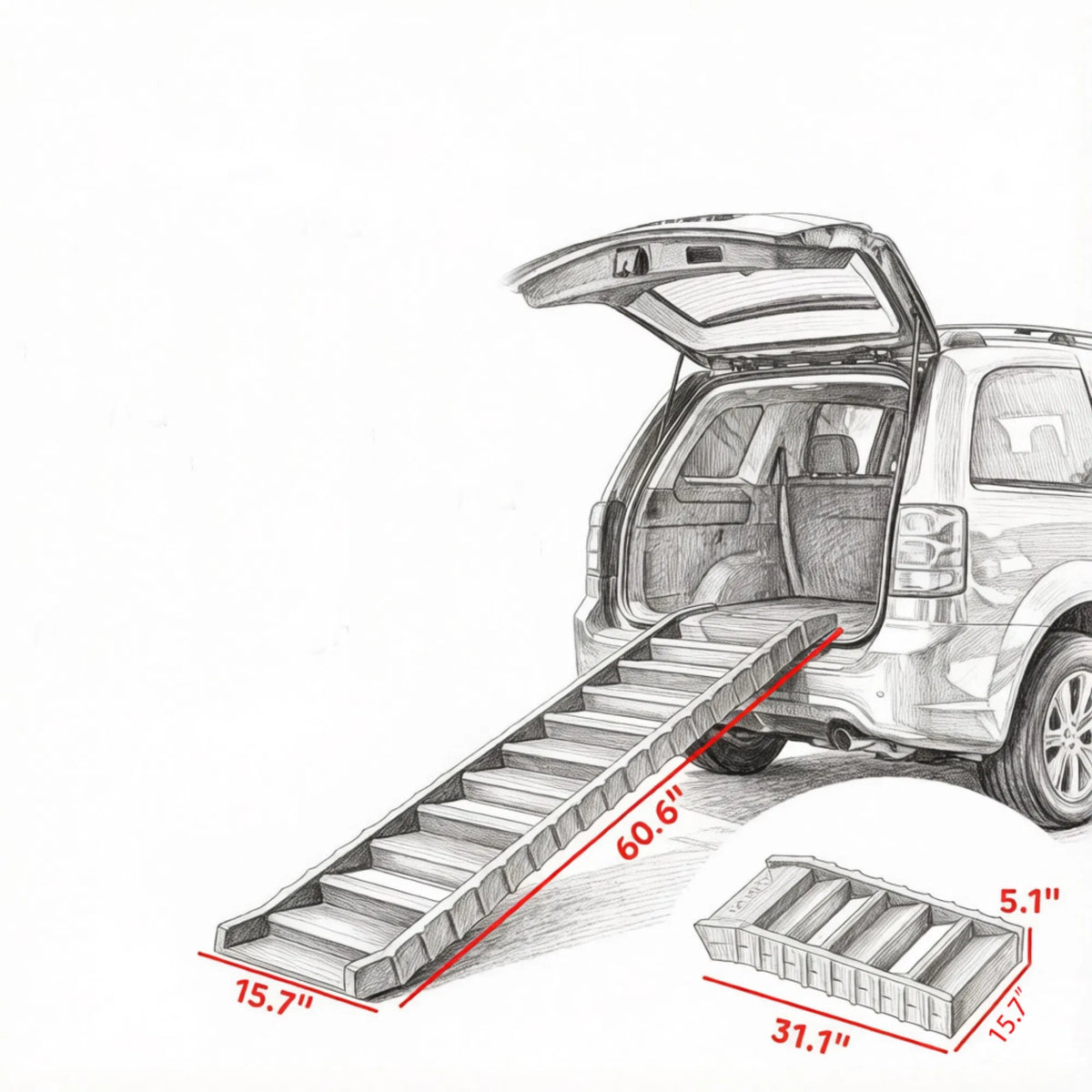 Black Folding Pet Car Ramp Foldable Dog Ramp for Large Medium Small Dogs - view 6