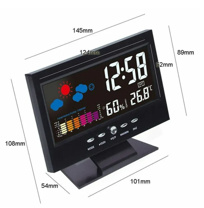 LED Digital Alarm Clock Snooze Calendar Thermometer Hygrometer Weather Display - view 4