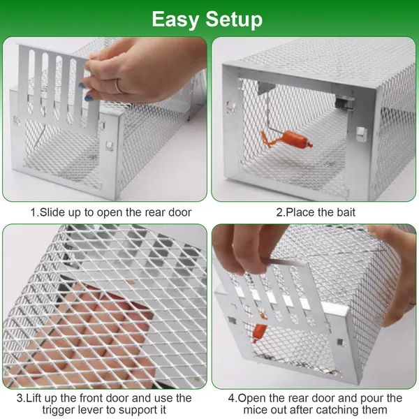 Automatic Continuous Rat Trap Single Door Mouse Cage Humane Live Animal Trap Cage Indoor Outdoor For Small Rodents Mice - view 5