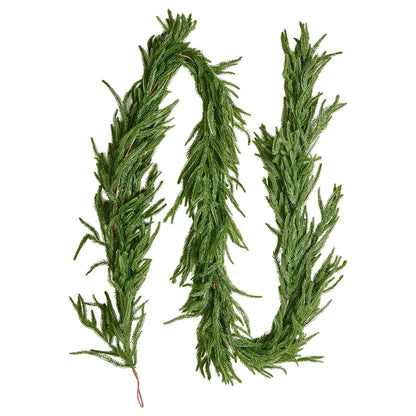 Faux Norfolk Christmas Garland 9Ft Artificial Greenery Xmas Decor For Fireplace