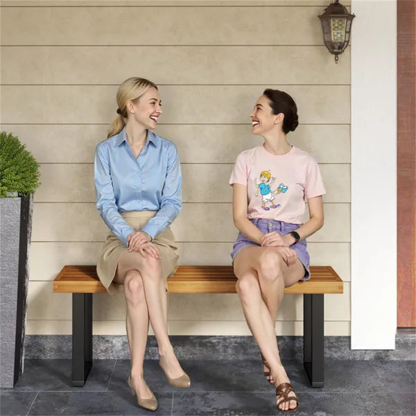 2PCS Solid Acacia Wood Outdoor Dining Bench, 800 LBS Weight Capacity Patio Garden Bench - view 3