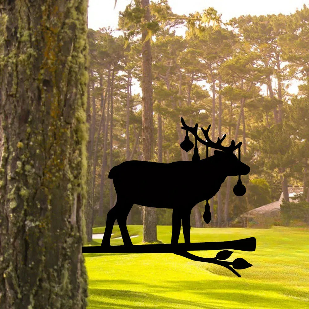Whimsical iron Elk Sculpture for Garden and Patio Decor