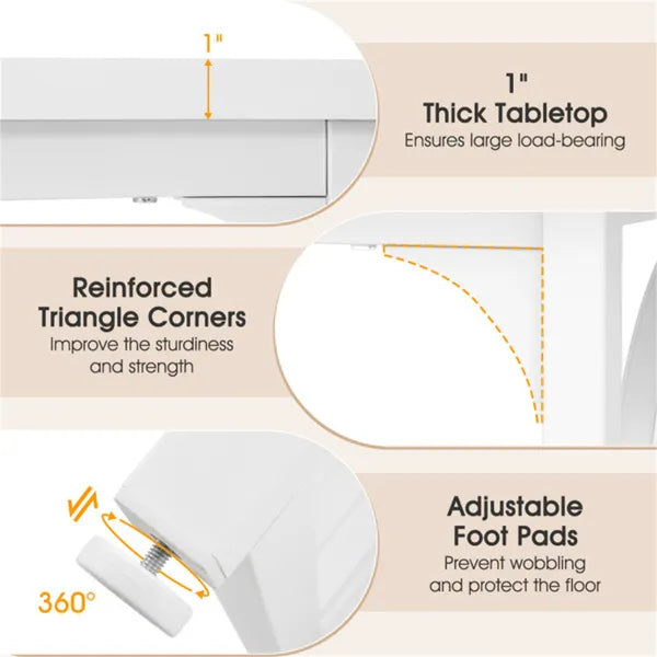 Spacious Rectangular Dining Table - 63" x24" x30", Adjustable Foot Pads, Waterproof Stain-Resistant Surface - view 5