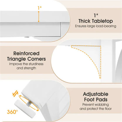Spacious Rectangular Dining Table - 63" x24" x30", Adjustable Foot Pads, Waterproof Stain-Resistant Surface - view 5