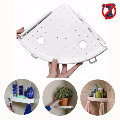 Bathroom Wall Corner Shelf Organizer Kitchen Corner Storage Rack Non-Marking Shelf With Hooks - view 4