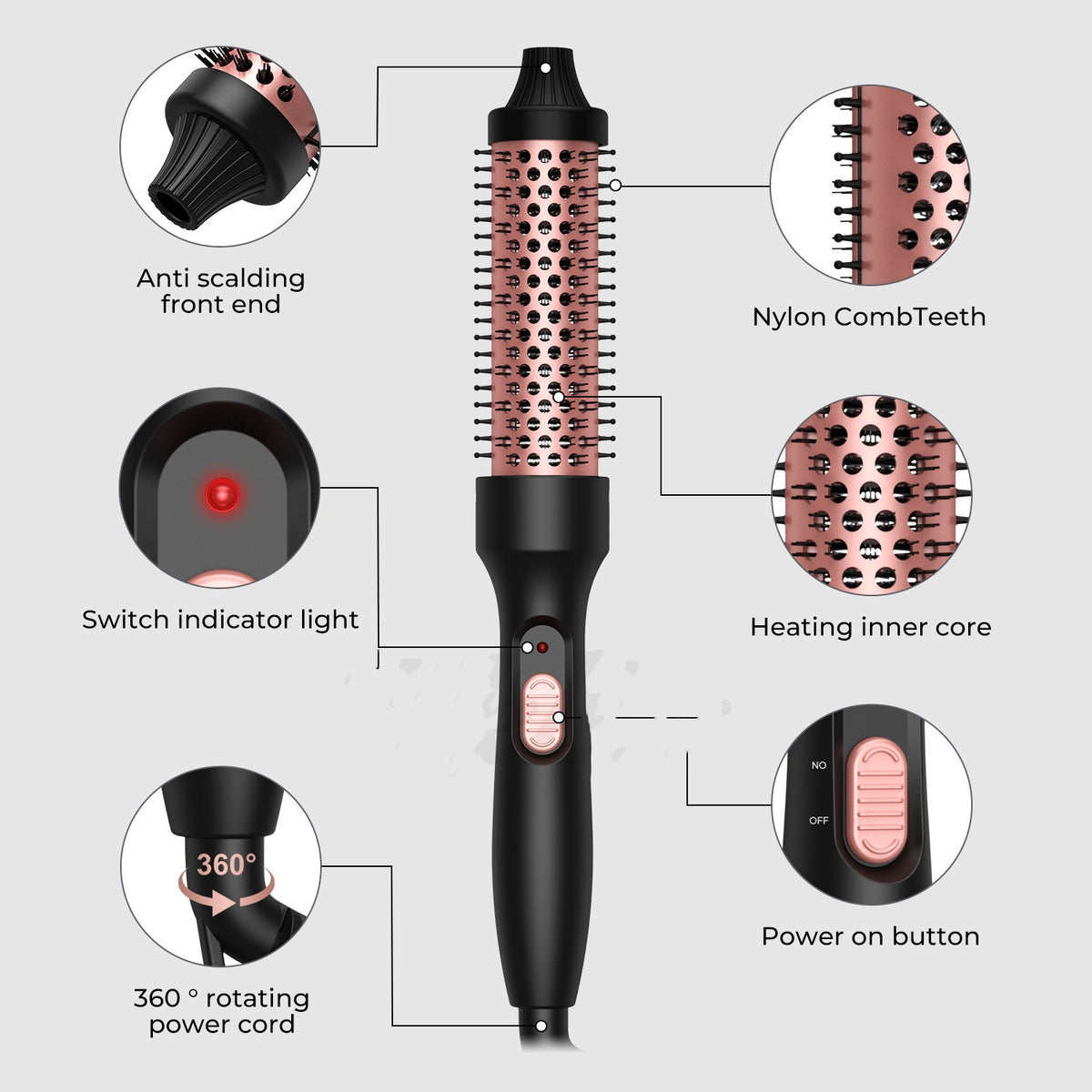 Hair Straightener And Curler Brush Hair Dryer High-power Hot Air - view 2