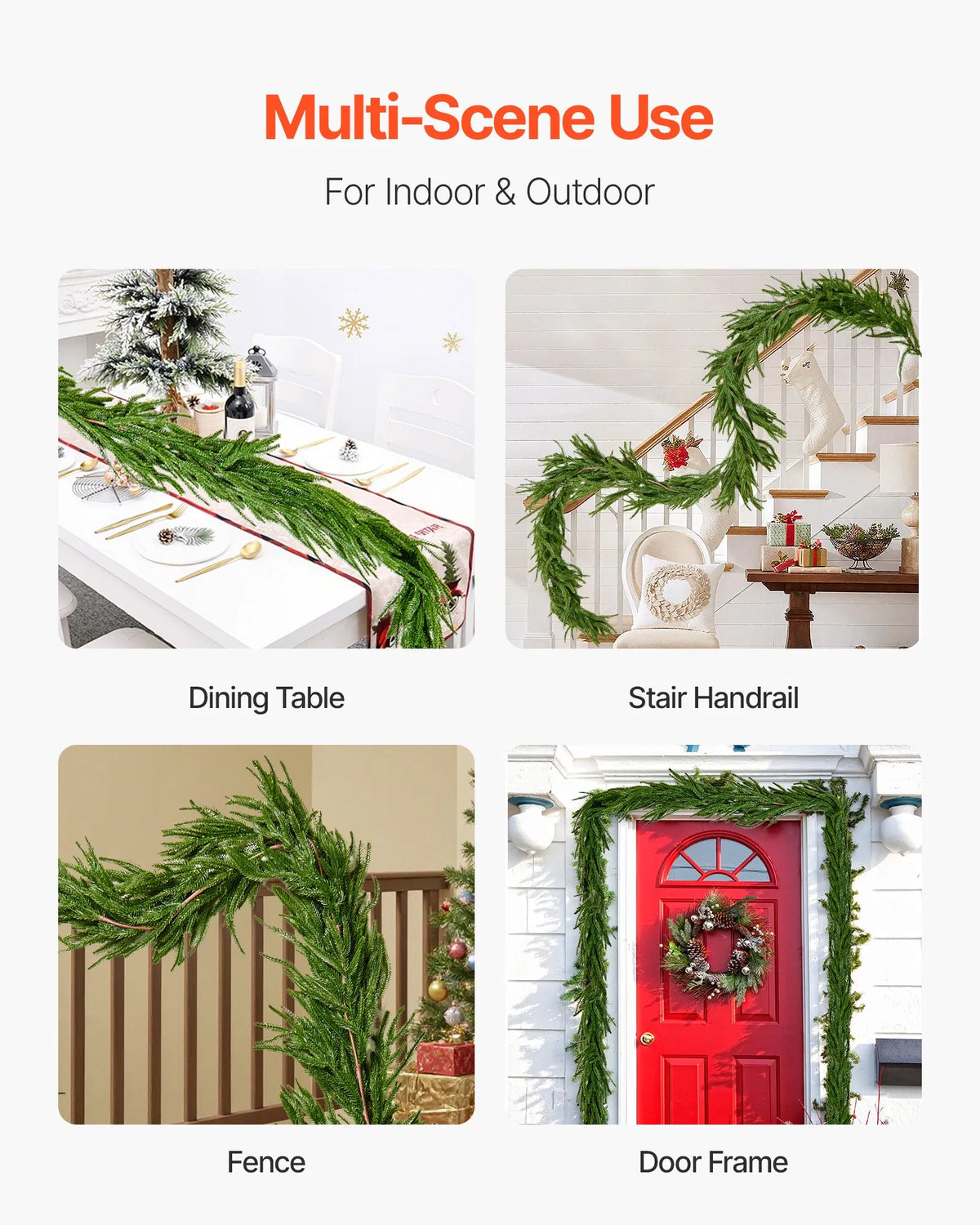 Faux Norfolk Christmas Garland 9Ft Artificial Greenery Xmas Decor For Fireplace - view 3