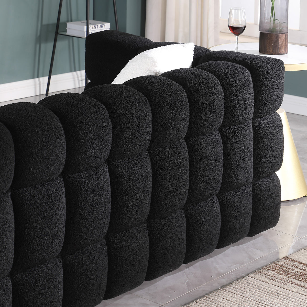 62.2length,35.83inch Deepth,human Body Structure For USA People, Marshmallow Sofa,boucle Sofa,BLACK Color, 2 Seater - view 2