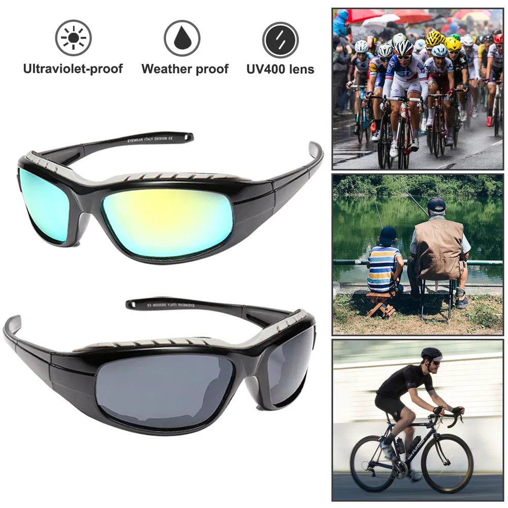 2 Pairs Motorcycle Padded Foam Wind Resistant Riding Glasses Sunglasses - view 2