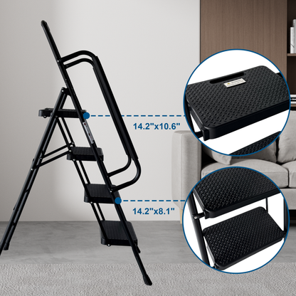 4 Step Ladder, Folding Step Stool With Wide Anti-Slip Pedal, Sturdy Steel Ladder, Convenient Handrail, Lightweight - view 5