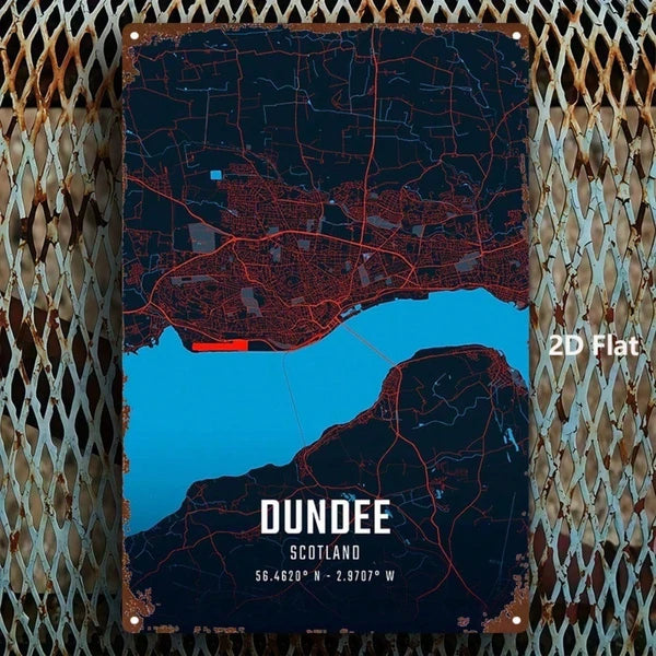 1pc Dundee City Map Metal Sign 8x12 Inch Rustic Iron Wall Art, 2D Flat Nostalgic Decor For Home Bar Garage Club - view 2