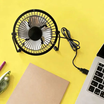 4" USB Powered Adjustable Head Personal Desk Fan Black