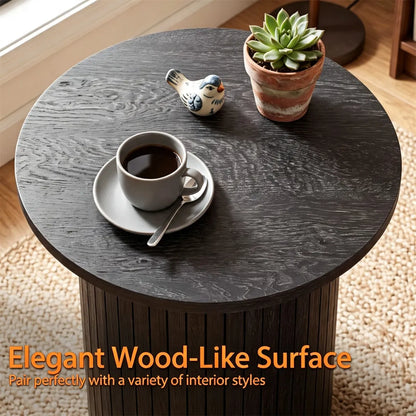 Minimalist Round Pedestal Side Table, Space-Saving Stable Nightstand with Rounded Edges & Anti-Slip Pads - view 7