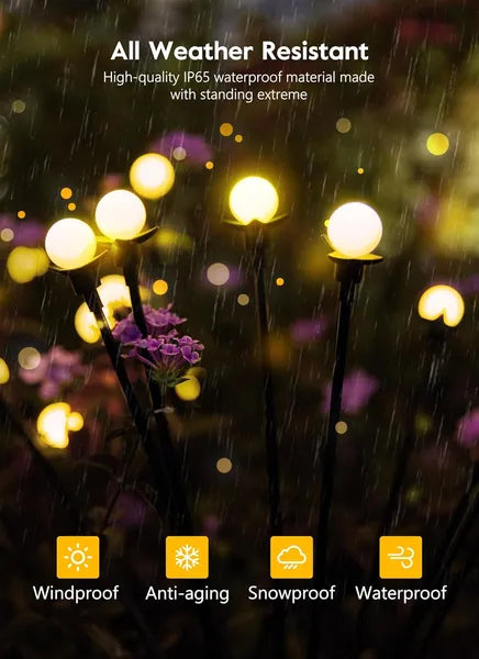 Solar Garden Lights - 4 Pack 48 LED Firefly Lights With 2 Lighting Mode, Sway By Wind