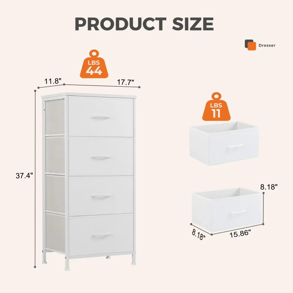 4-Drawer Fabric DresserStorageChest for Bedroom, Closet,StorageFurniture for Adults, White - view 5