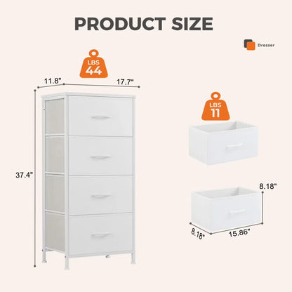 4-Drawer Fabric DresserStorageChest for Bedroom, Closet,StorageFurniture for Adults, White - view 5