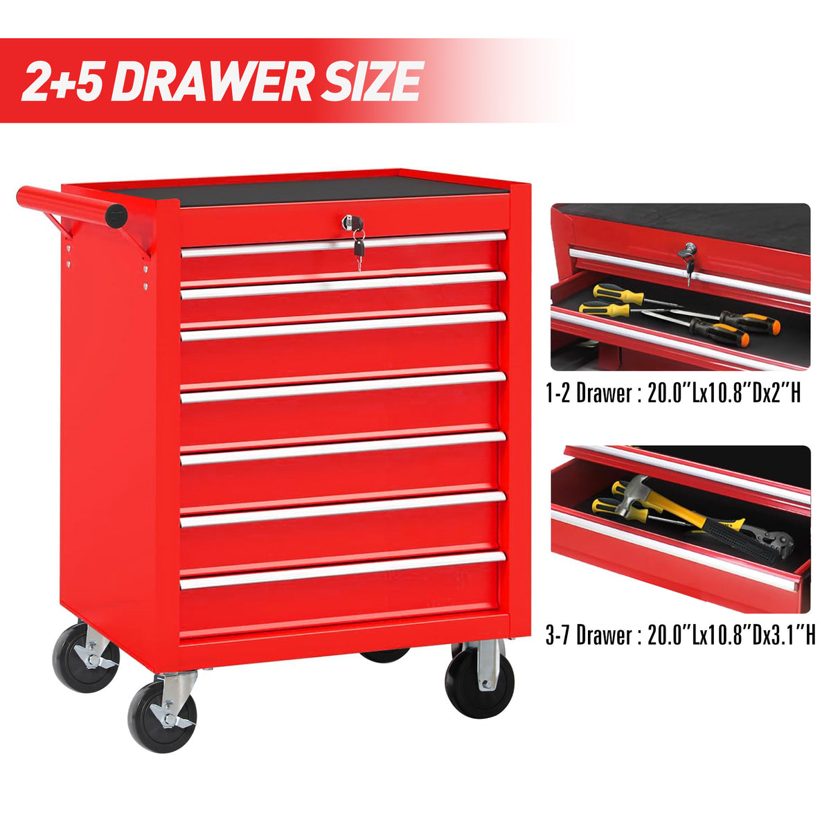 Rolling Tool Chest With 7-Drawer Tool Box With Wheels Multifunctional Tool Cart Mechanic Tool Storage Cabinet - view 4