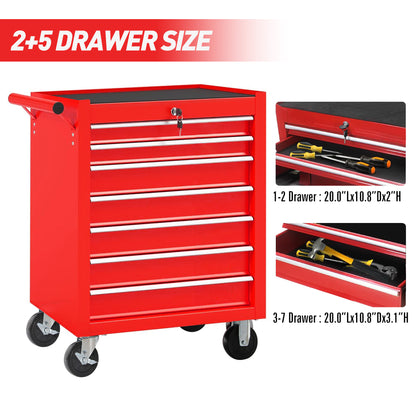 Rolling Tool Chest With 7-Drawer Tool Box With Wheels Multifunctional Tool Cart Mechanic Tool Storage Cabinet - view 4