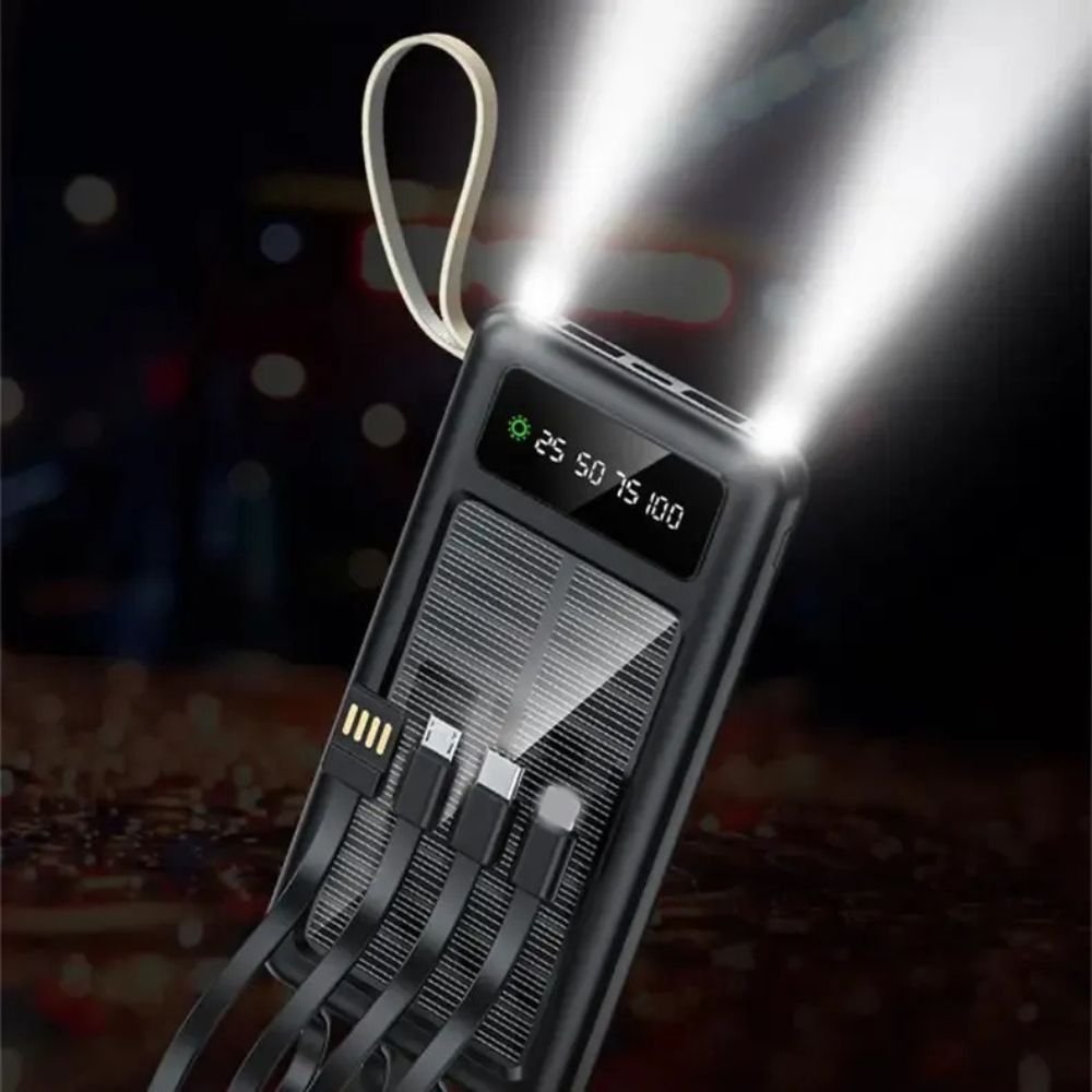 Power bank solar con cables integrados