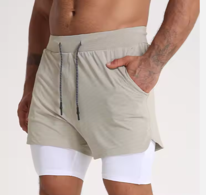 Gym Clothing Men Quick Dry 2 In 1 Gym Shorts Men Polyester Spandex Breathable Shorts Men Liner Running Fitness Shorts - view 9