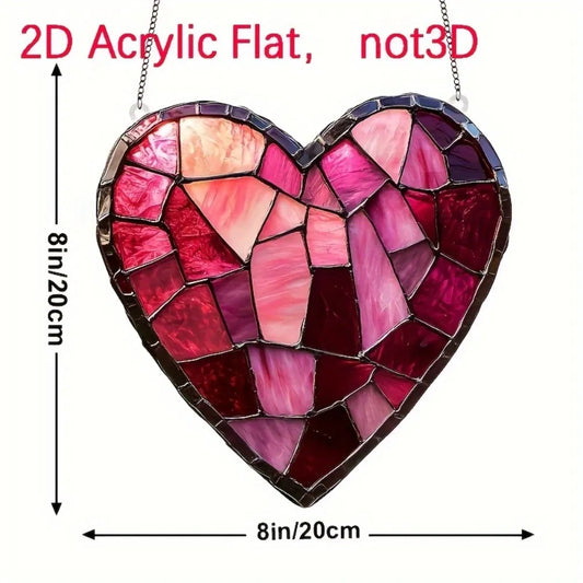 Stained Glass Style Acrylic Heart Sun Catcher Window Hanging Home Decor Gift for Holidays - view 2