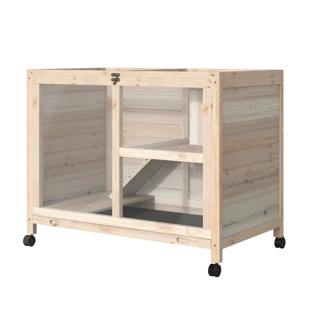 Pet cage / Wood Rabbit Hutch-Natural - view 4
