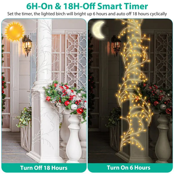 Lighted Birch Garland 7.87FT Lighted Twig Vine Lights 144LED Birch Garland With Lights String Light With Timer 8 Modes - view 7