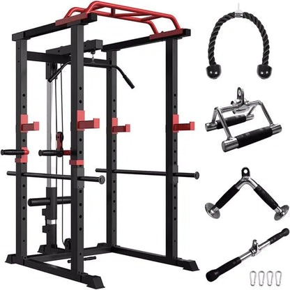 Home Gym sets Multi-functional Power Cage,Home Adjustable Pullup Squat Rack 1000Lbs Capacity Comprehensive Fitness