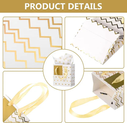 12 Pcs Small Gift Bags Mini Metallic Paper Bag Bulk Tiny With Handle Tissue Paper For Wrap Christmas Thanksgiving - view 5