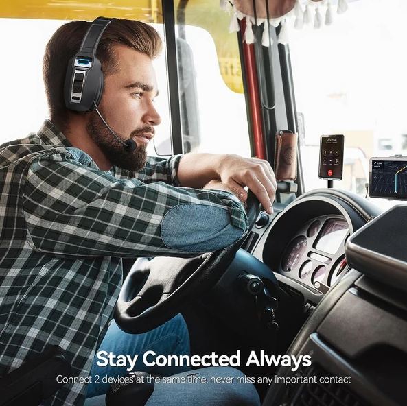 Trucker Bluetooth 5.2 Wireless Headset With Noise Cancelling Mic For Phones PC - view 4