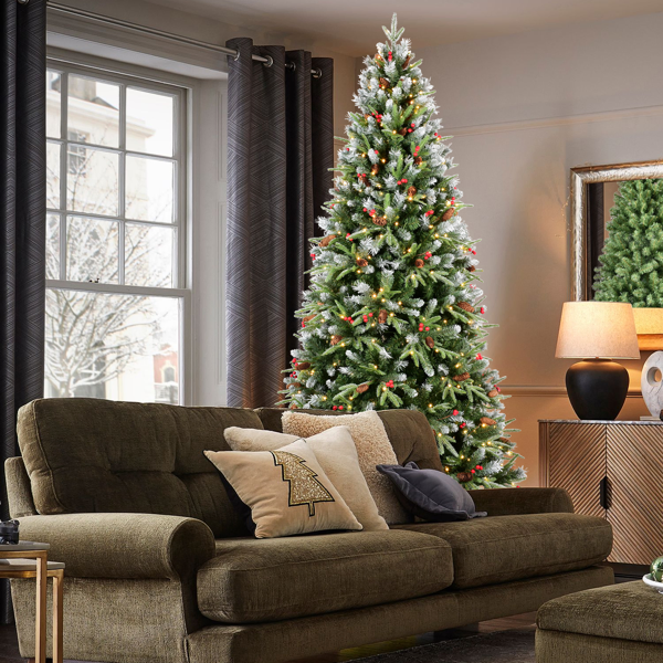 Artificial 7ft Green LED-lit Christmas Tree With 2178PE PVC Mixed Branch Tips
