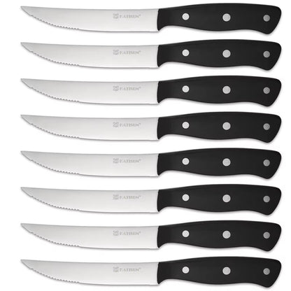 8-Piece 4.5-Inch Steak Knife Set, Carbon Steel Double Bevel, With Eco-Friendly POM Handles And Gift Box