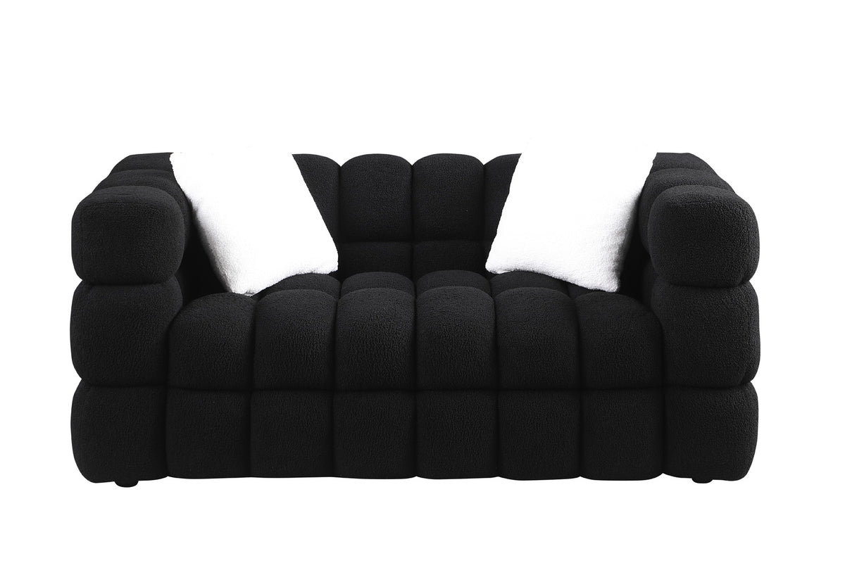 62.2length,35.83inch Deepth,human Body Structure For USA People, Marshmallow Sofa,boucle Sofa,BLACK Color, 2 Seater - view 3