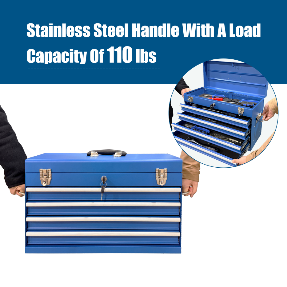 Heavy Duty Metal Tool Box, 21-inch, Portable Metal Tool Box With 4 Drawers, Small Tool Chest With EVA Liners - view 10