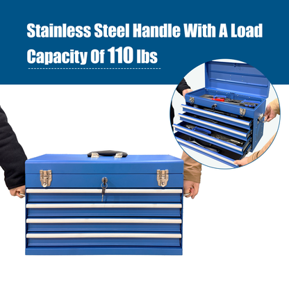 Heavy Duty Metal Tool Box, 21-inch, Portable Metal Tool Box With 4 Drawers, Small Tool Chest With EVA Liners - view 10