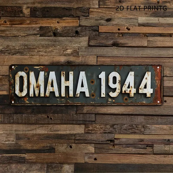 Vintage Military Aluminum Sign Omaha Beach WW2 Landmark Rustic Wall Decor For Garage Bar Man Cave - view 3