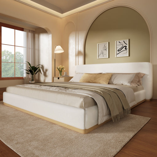 Elegant Upholstered Bed With Solid Wood Frame, Unlocking A New Experience Of Comfortable Sleeping, Queen, White - view 5