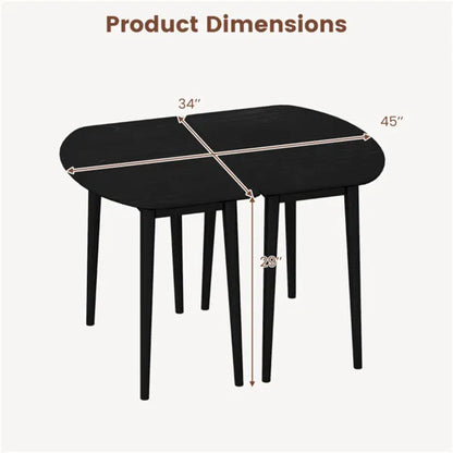 45" Extendable Dining Table Set, 2 Half-Round Tables Convertible To Oval For 4-6 People Black - view 4