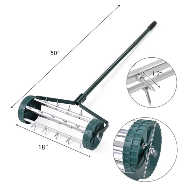 18 Inch Rolling Lawn Aerator With Anti-slip Handle And Tine Spikes - view 8