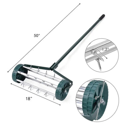 18 Inch Rolling Lawn Aerator With Anti-slip Handle And Tine Spikes - view 8