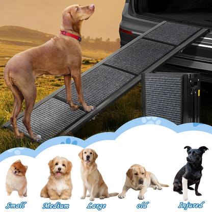 71" Long & 19" Wide Folding Dog Ramp for Car, SUV & Truck – Portable Pet Ramp with Non-Slip Surface, Extra Wide Steps - view 7