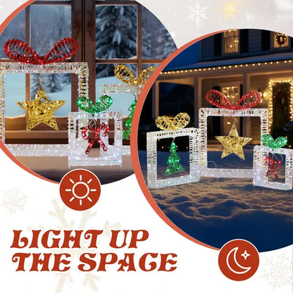 Set Of 3 Lighted Iridescent Cut-out Gift Box Christmas Decorations, Pre-lit Holiday Decor With 357 White LED Lights - view 5