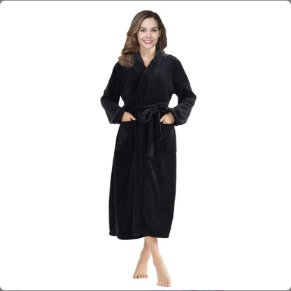 Local Stock Plush Oversize Winter Soft Warm Long Flannel Bathrobe With Hooded Women Thick Night Fleece Bath Robes