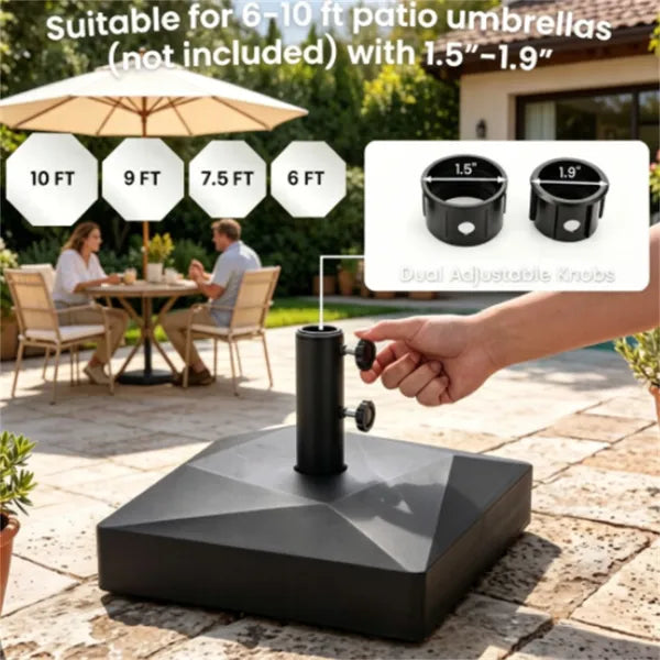 Fillable Patio Umbrella Base With 4 Rolling Wheels & Locks, Heavy Duty Water Sand Weighted HDPE Umbrella Stand - view 2