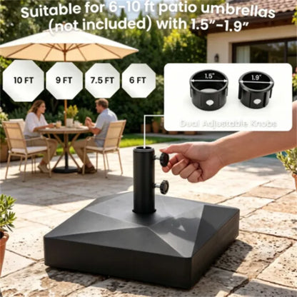 Fillable Patio Umbrella Base With 4 Rolling Wheels & Locks, Heavy Duty Water Sand Weighted HDPE Umbrella Stand - view 2