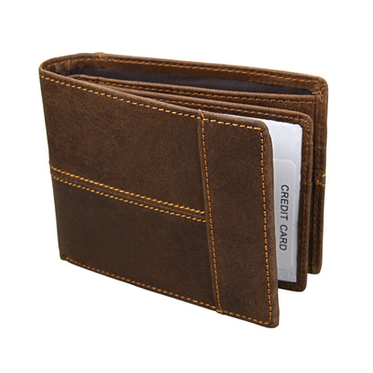 Rfid Crazy Horse Leather Short Wallet