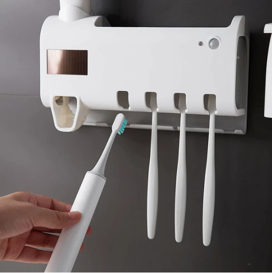 UV Light Sterilizer Toothbrush Holder Cleaner & Automatic Toothpaste Dispenser - view 3
