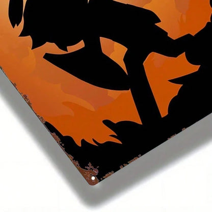 Halloween Link Silhouette Metal Sign 8x12 Inch, Sturdy 2D Flat Plaque, Spooky Wall Decor For Bedroom Bar Home Party - view 2