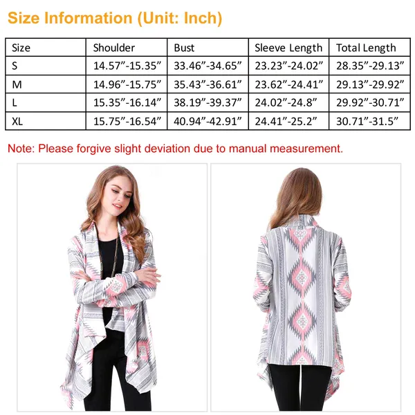 Women Open Front Cardigan Long Sleeve Shawl Neck Breathable Cardigan Well - view 3
