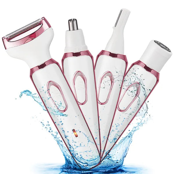 4 In 1 Electric Razor For Women Painless Grooming Kit Rechargeable Eyebrow Nose Hair Pubic Hair Bikini Trimmer Face - view 9